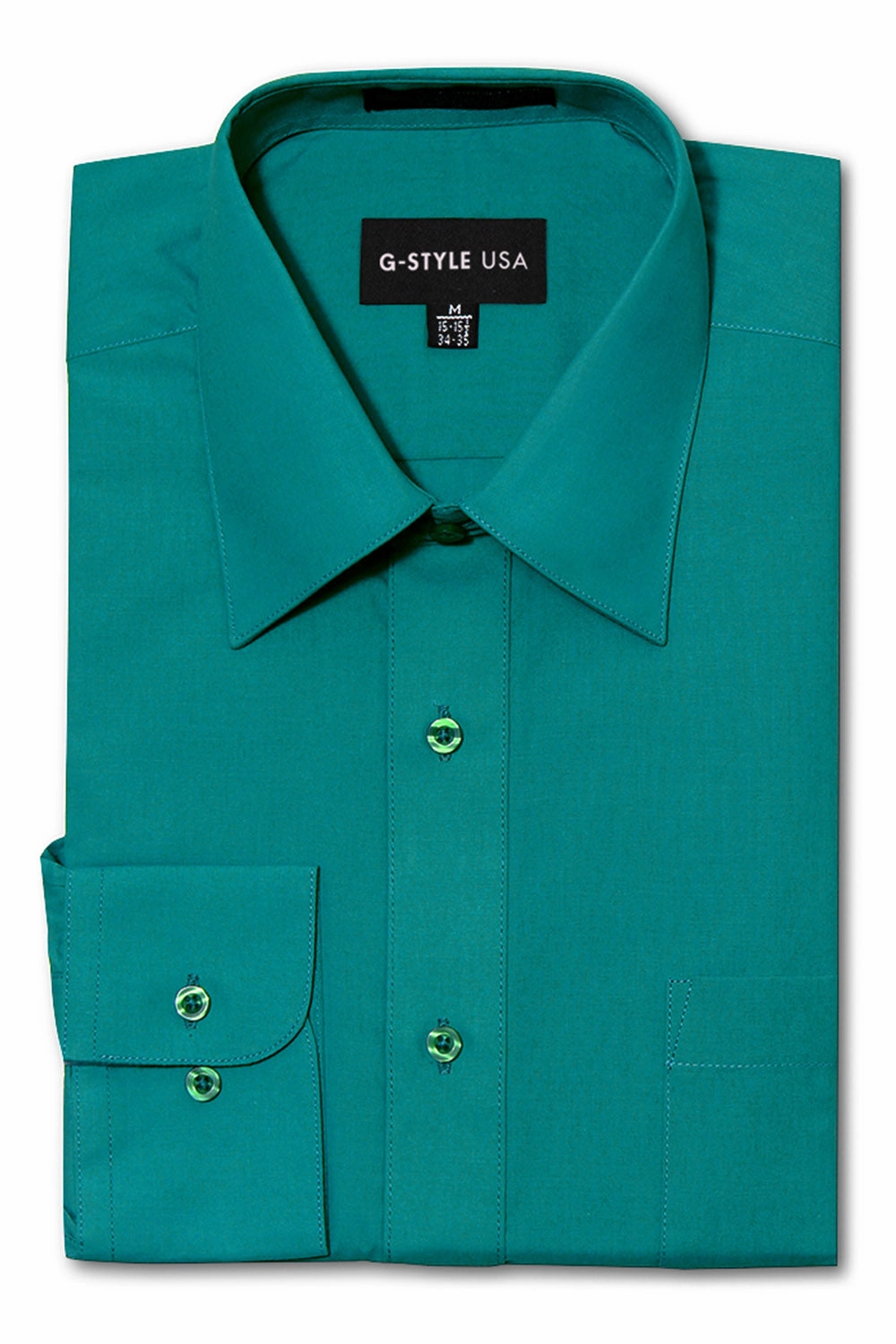 Versatile Layering Cut UltraSoft Lining Men's Basic Solid Color Button Up Dress Shirt (Teal)