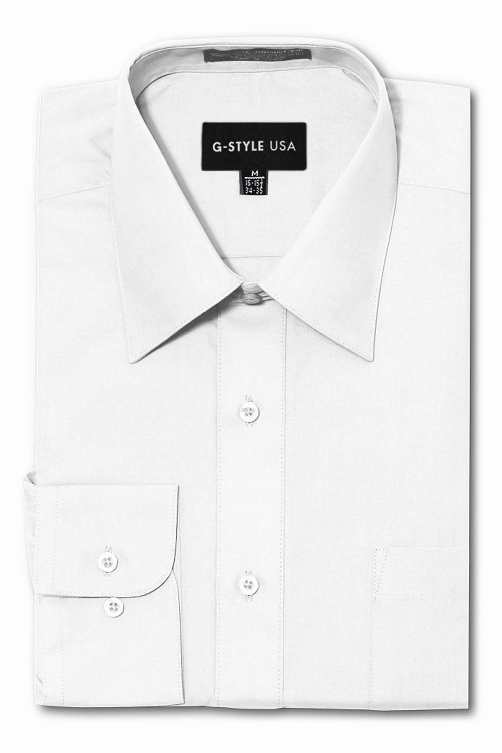 NonSlip Grip Tape Men's Basic Solid Color Button Up Dress Shirt (White)