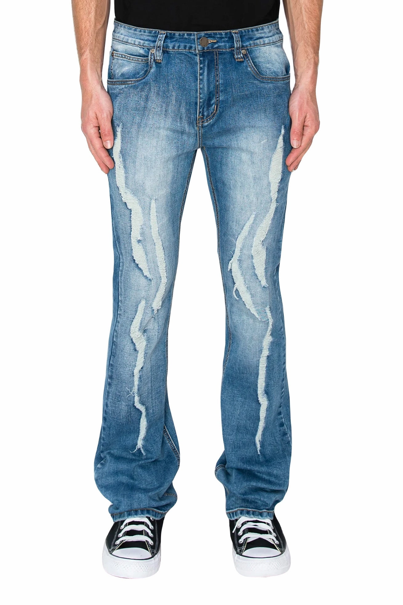 TaglessComfort Men's Bootcut Distressed Denim Jeans