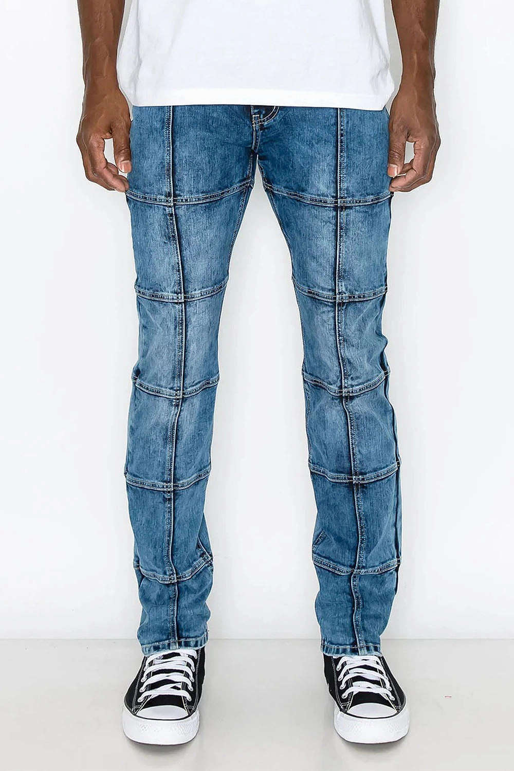 Soft Interior Quick Dry Technology Men's Cut & Sew Blocked Denim Jeans