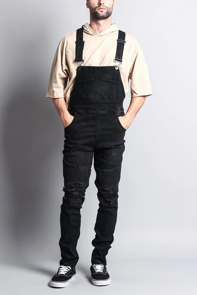 Men's Distressed Denim Overalls Comfort Wear