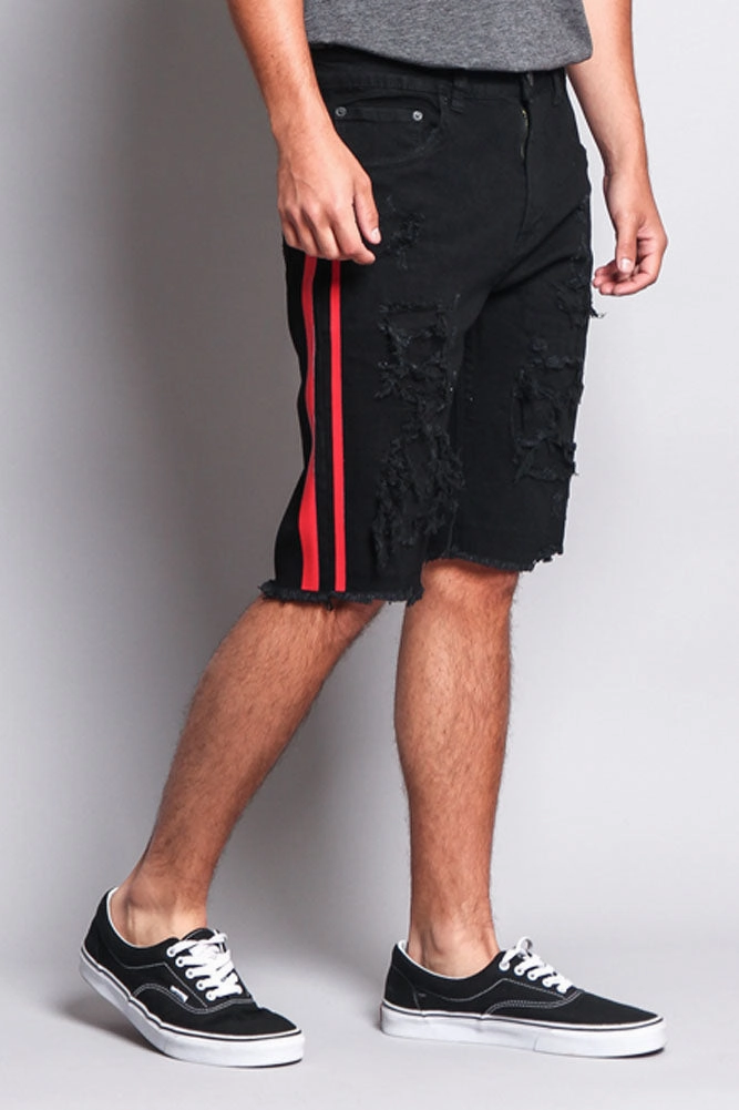 Soft Fabric Men's Distressed Tape Shorts