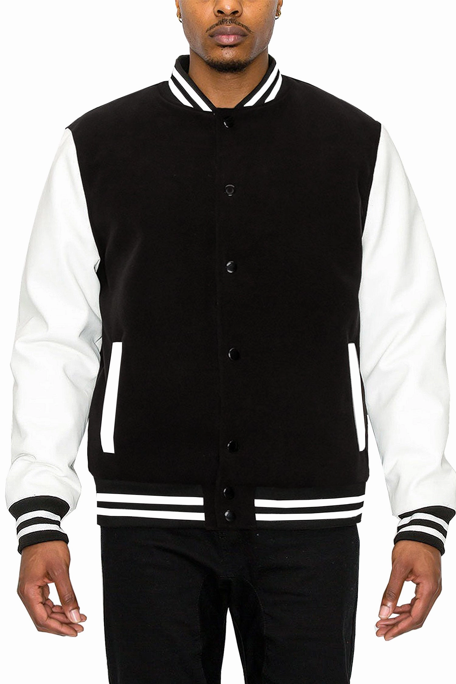 Stretch Paneling Water Resistant Fabric Men's Essential Melton Varsity Jacket