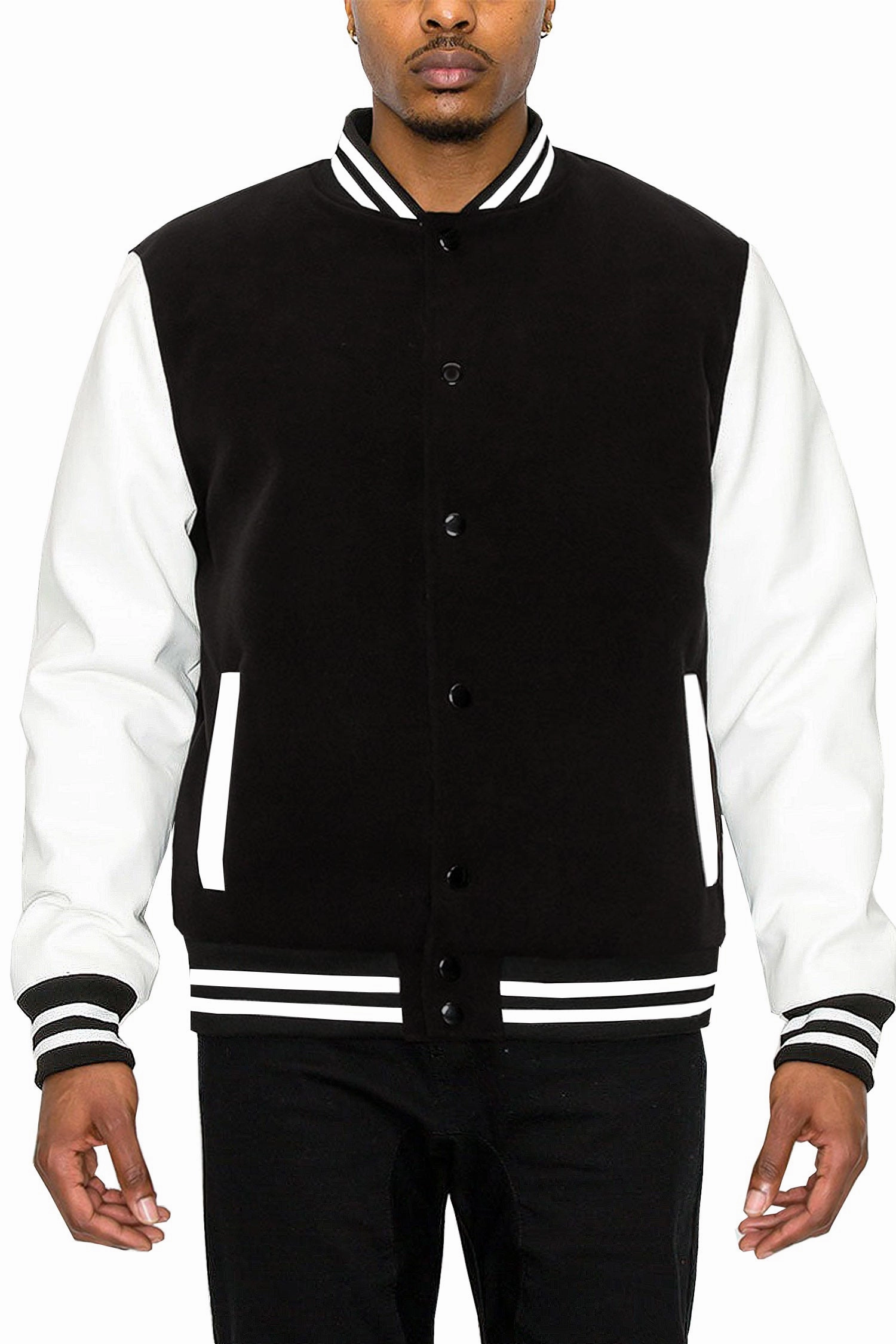Men's Essential Melton Varsity Jacket Cool Tone Old Style