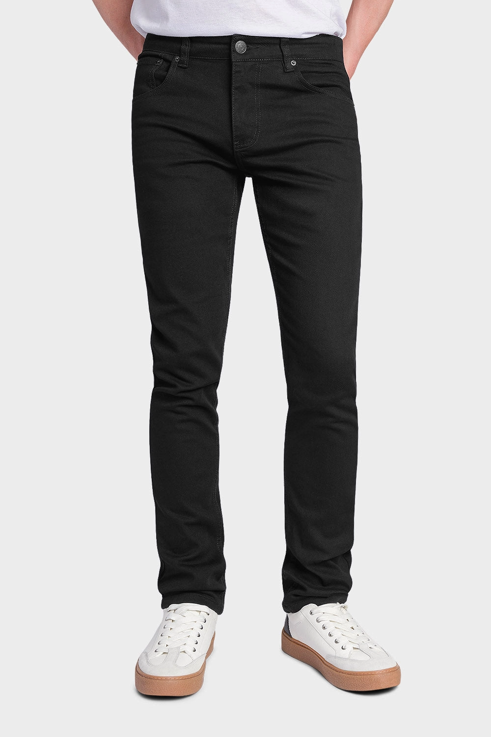 ReflectiveAccentDetails Men's Essential Skinny Fit Colored Jeans (Black)