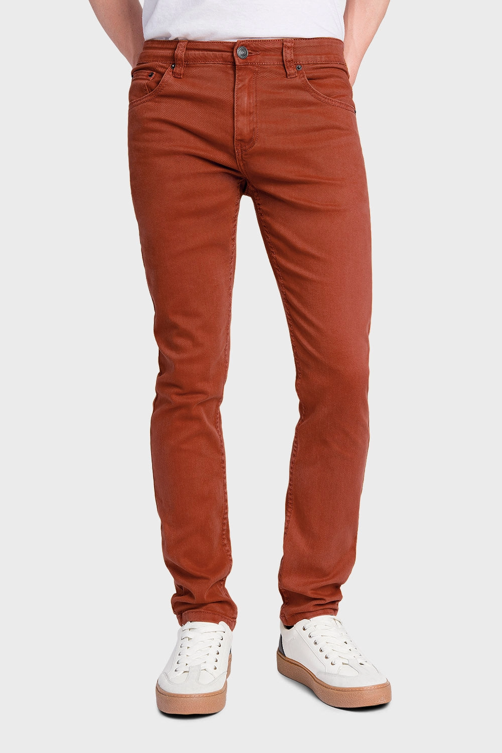 Essential Waist Men's Essential Skinny Fit Colored Jeans (Burnt Orange)
