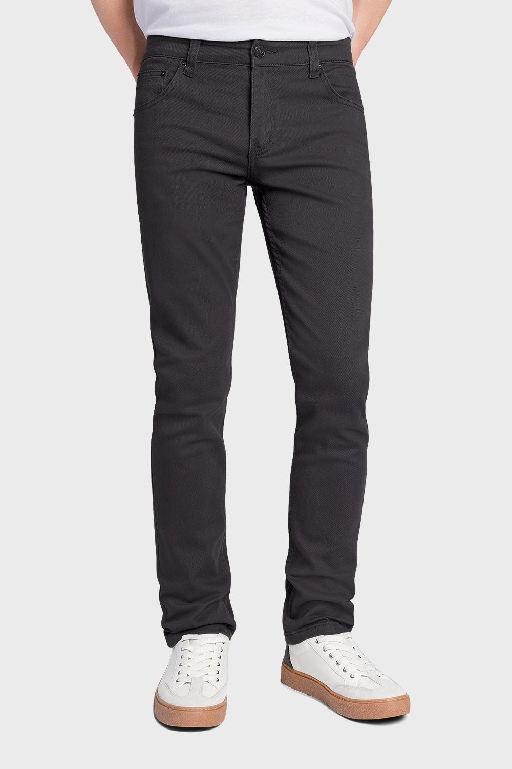 Men's Essential Skinny Fit Colored Jeans (Charcoal) Ripstop Fabric Technology Minimal Vibe