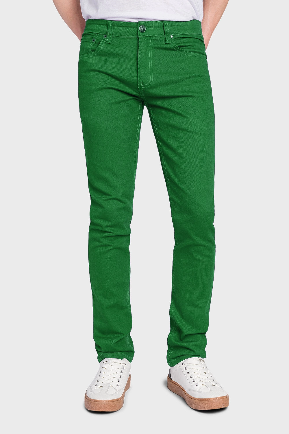 Men's Essential Skinny Fit Colored Jeans (Kelly Green) Essential Layer Reversible design