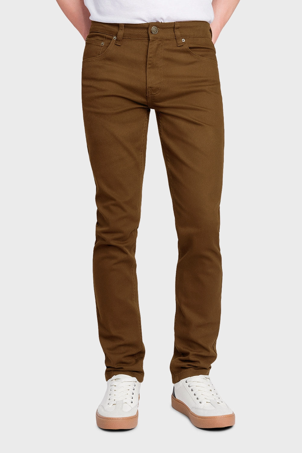 Men's Essential Skinny Fit Colored Jeans (Mocha) Adjustable drawstring