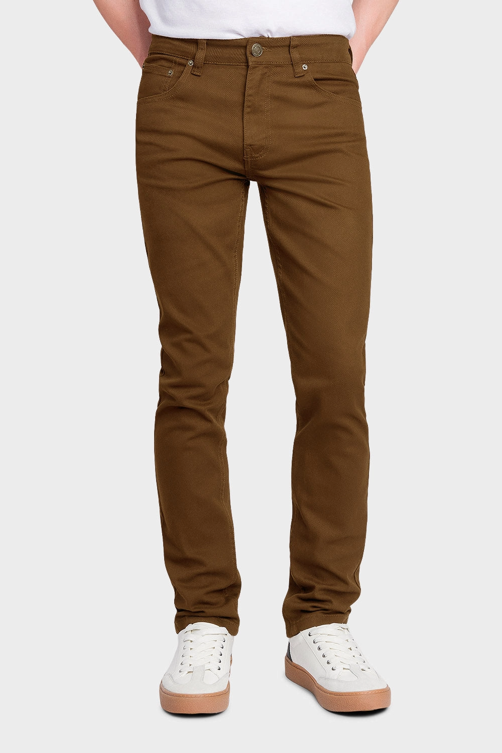 Full Comfort Men's Essential Skinny Fit Colored Jeans (Mocha)