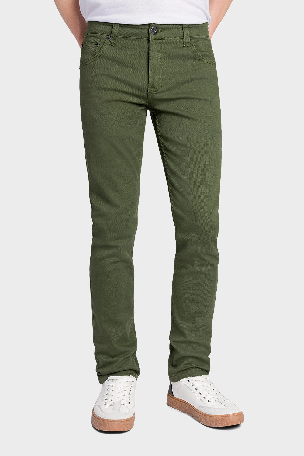 Casual Comfort Wear Men's Essential Skinny Fit Colored Jeans (Olive)