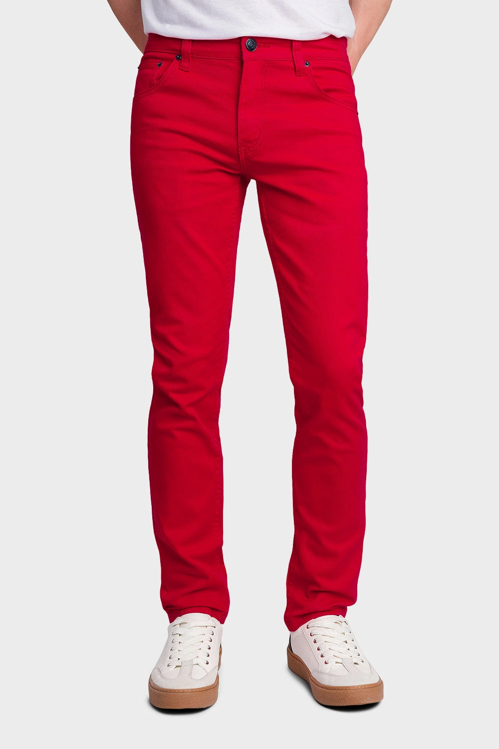 Men's Essential Skinny Fit Colored Jeans (Red) Unrestricted Movement Modern Relaxed