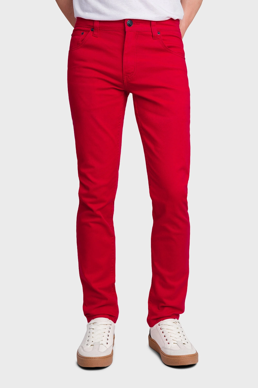 Premium Stretch Men's Essential Skinny Fit Colored Jeans (Red)