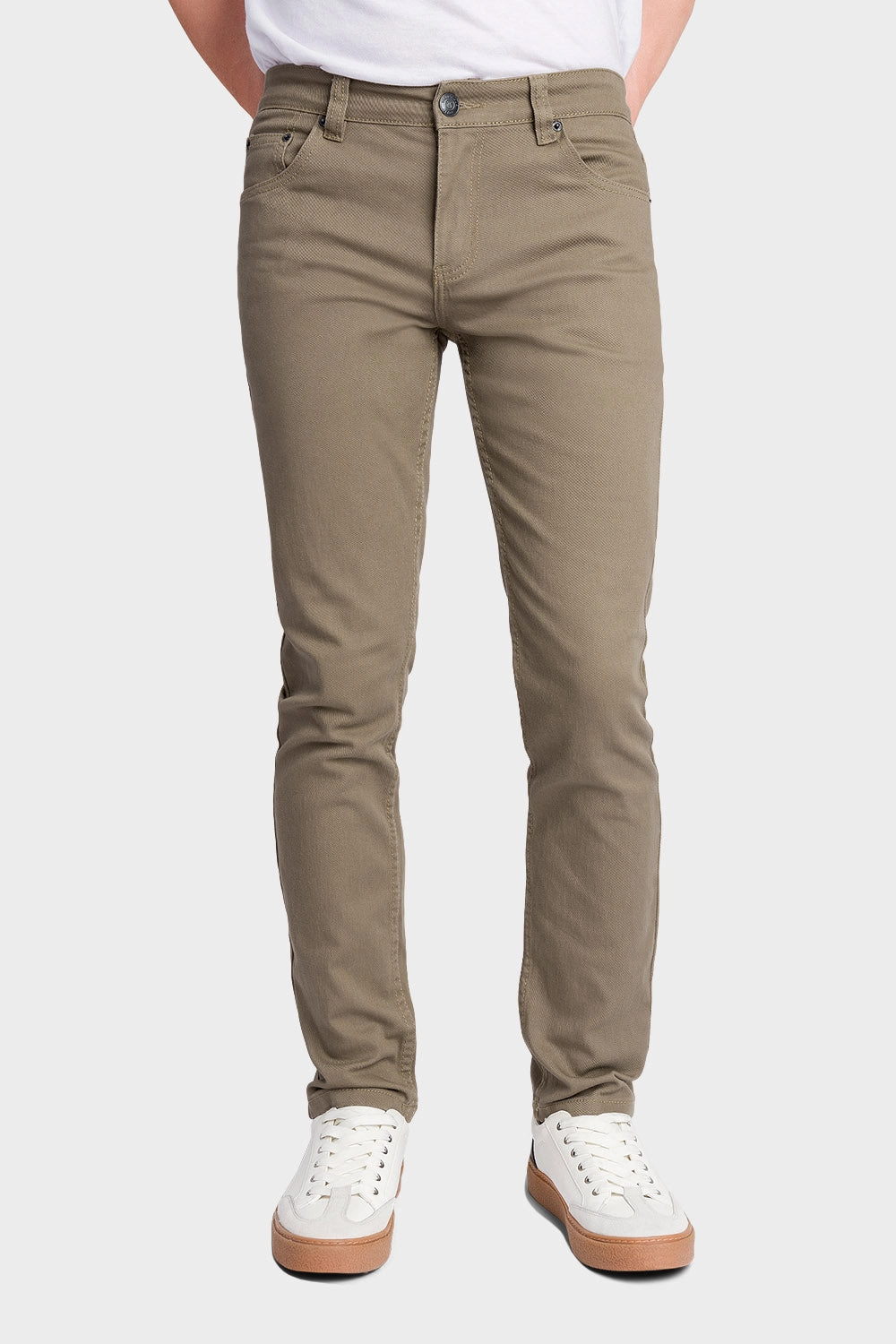 StainResistantCoating Men's Essential Skinny Fit Colored Jeans (Taupe)