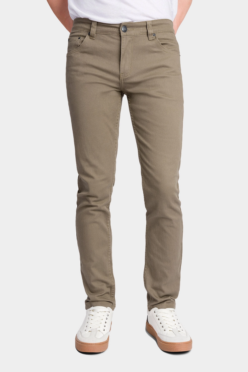 All Around Fit Men's Essential Skinny Fit Colored Jeans (Taupe)