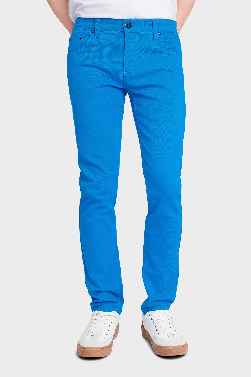 Classic Comfort Men's Essential Skinny Fit Colored Jeans (Turquoise)