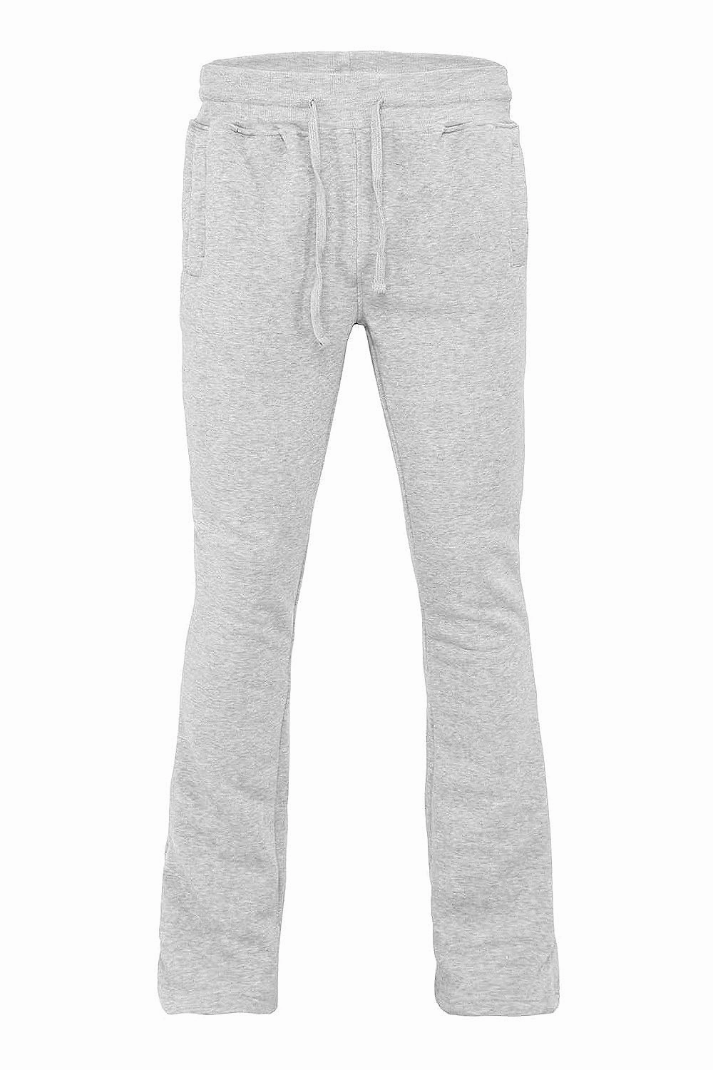 Flexible Waist Men's Essential Slim Fit Flared Fleece Stacked Sweatpants