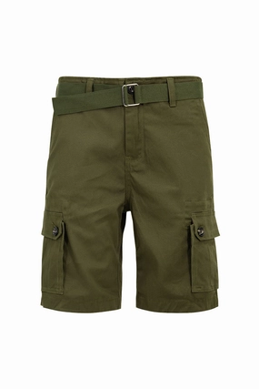 Fitted waist Perfect Movement Men's Essential Solid Belted Cargo Shorts