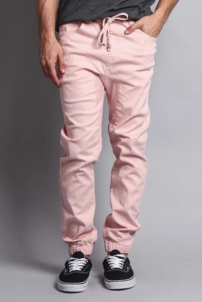 High Quality Material Sophisticated Look Men's Jogger Twill Pants (Dirty Pink)