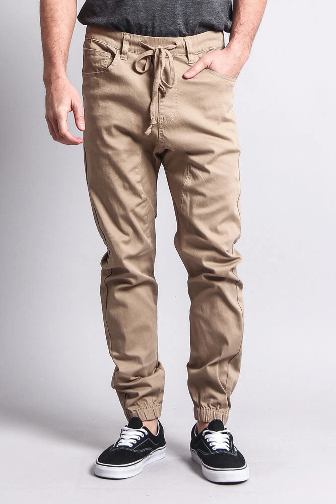 Men's Jogger Twill Pants (Khaki) NonSlipInnerGrip