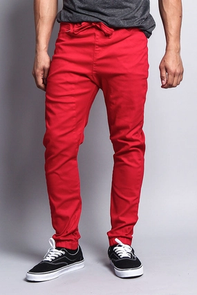 Sport Comfort Fit Casual Look Men's Jogger Twill Pants (Red)