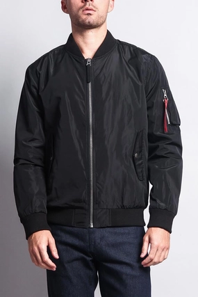 Men's Lightweight Bomber Flight Jacket Magnetic Closure Easy Layering