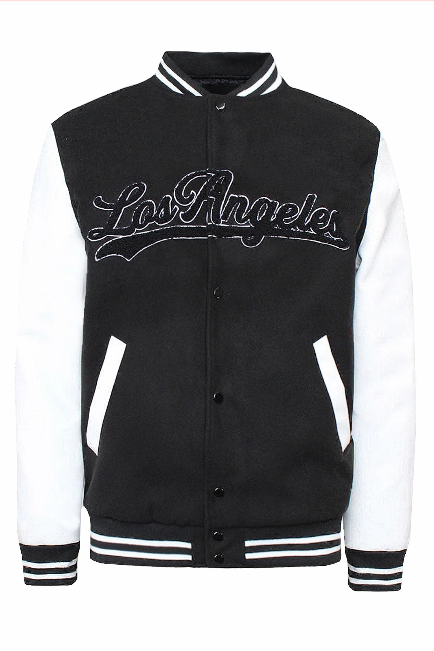 Quilted Insulation Adjustable Hemline Men's Los Angeles Chenille Patch Varsity Jacket
