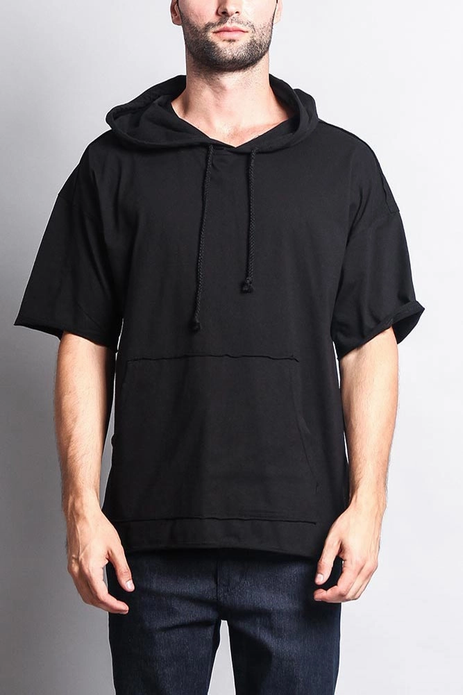 Men's Over Sized Hooded T-Shirt Cozy Sweatshirt Stretchable Knit