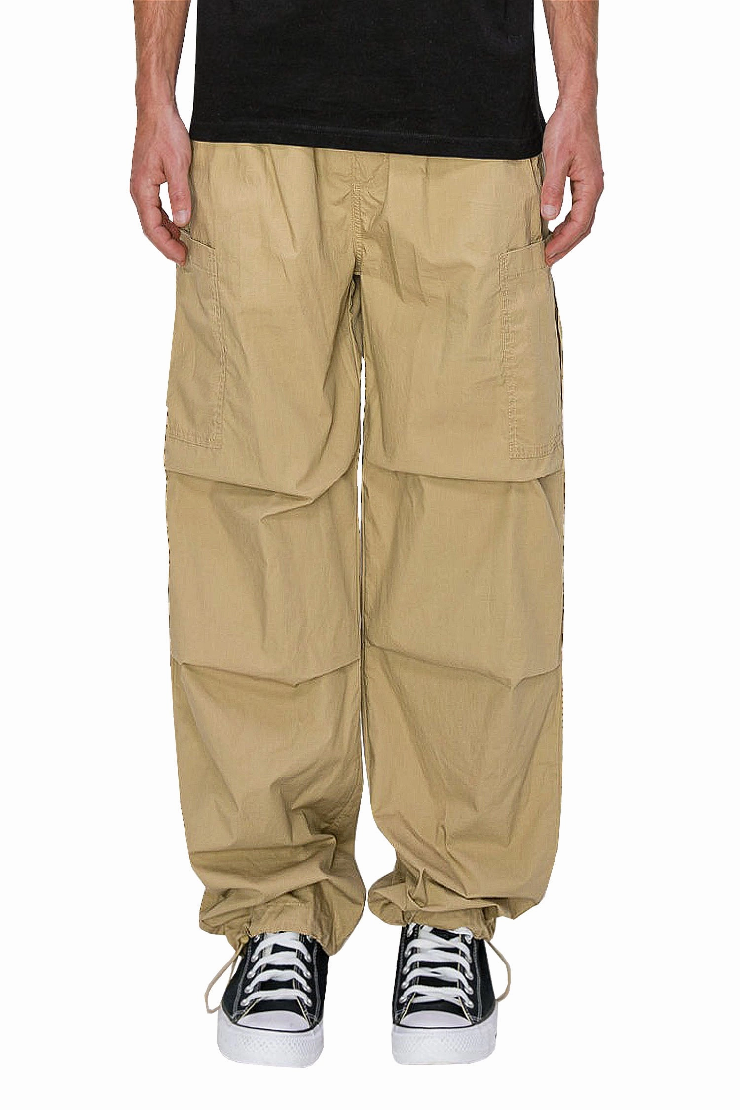 Men's Parachute Baggy Jogger Pants Wrinkle Free Fabric Double Stitched Seams
