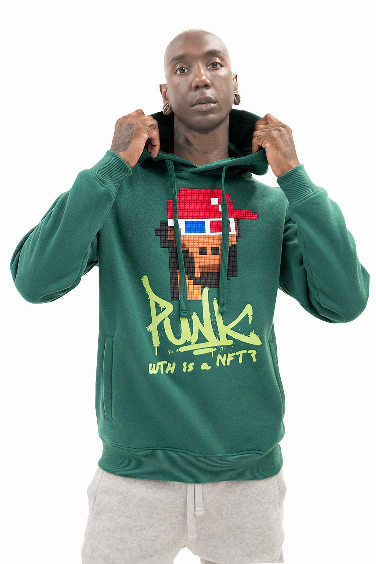 ErgonomicSleeveCut Men's Punk 3D Lego Print Hoodie