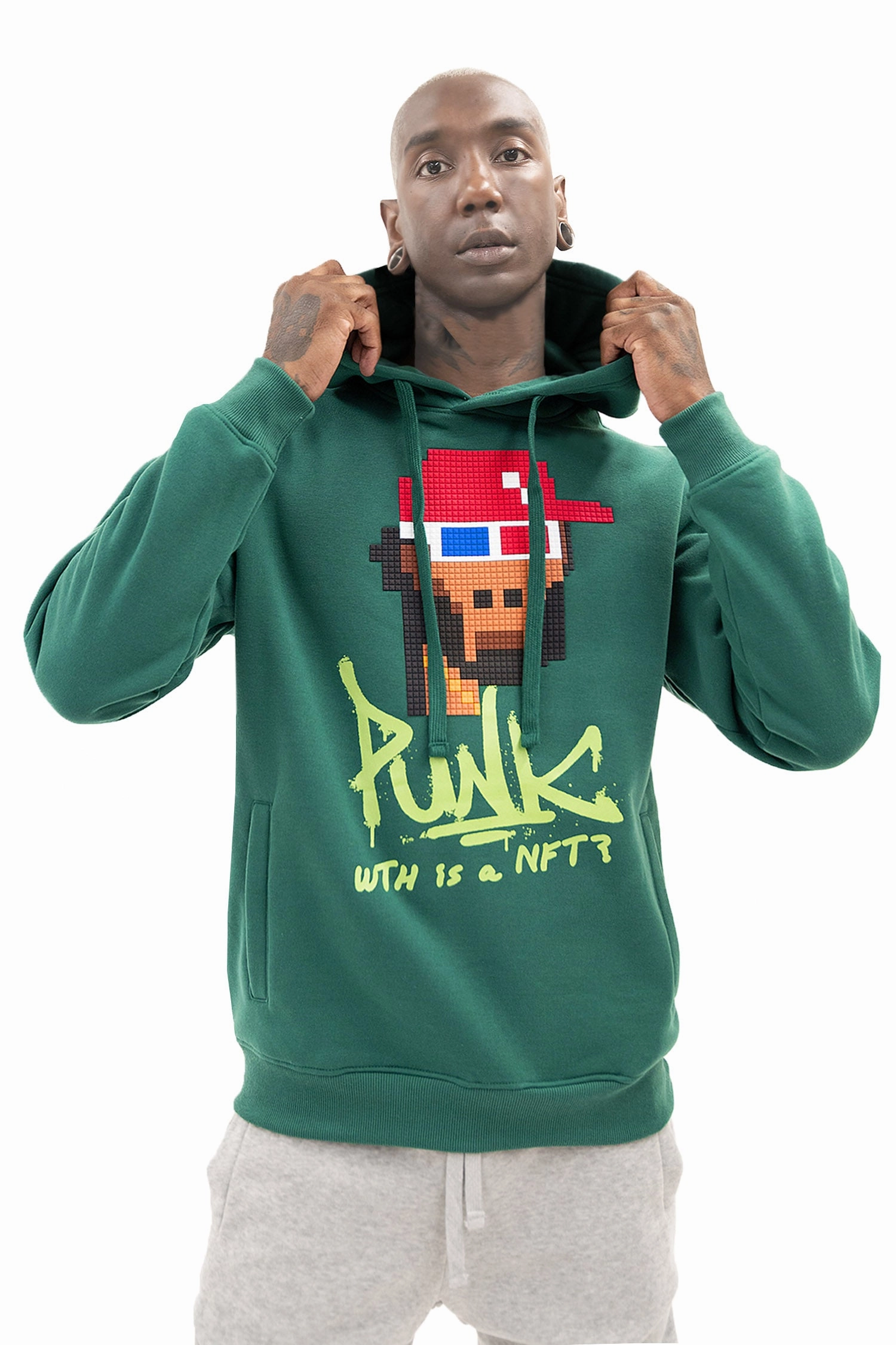 Weekend Casual Detachable Lining Men's Punk 3D Lego Print Hoodie