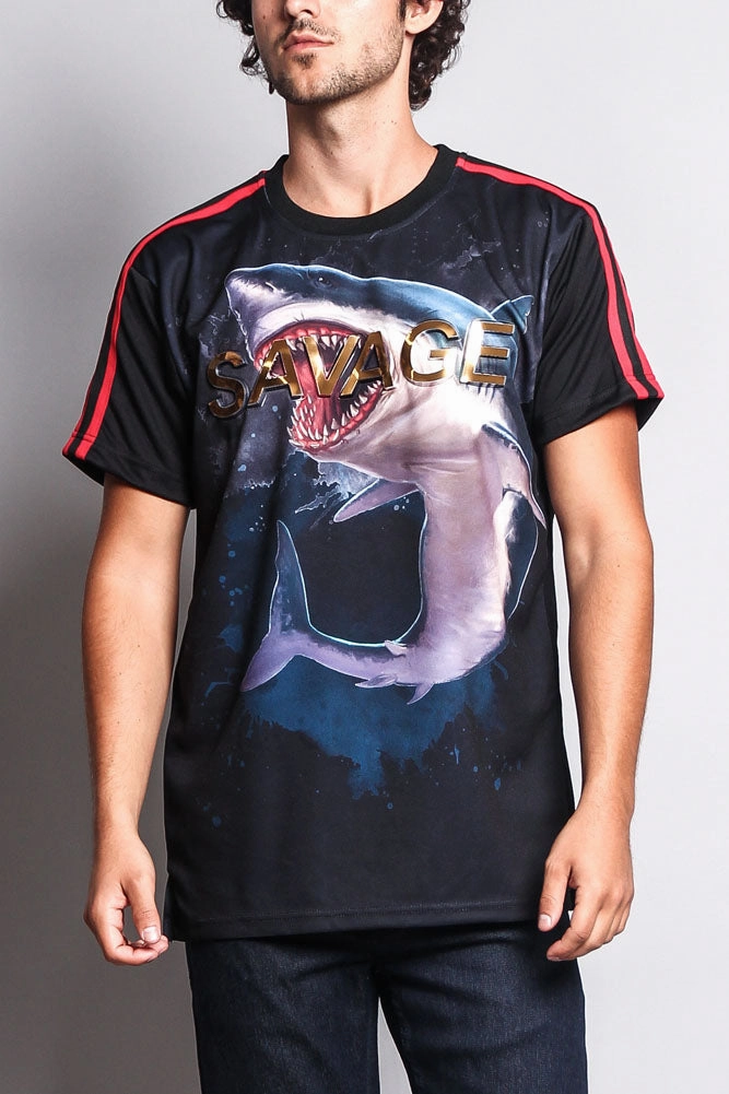 Men's Savage Shark T-Shirt Ethically Sourced Material