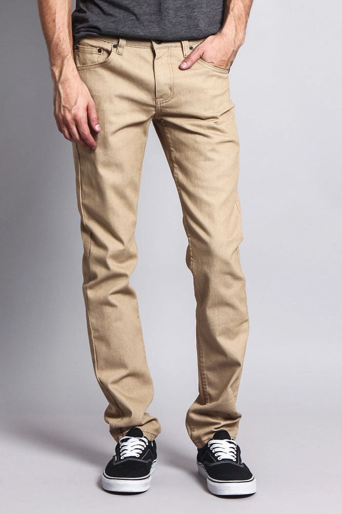Men's Skinny Fit Raw Denim Jeans (Khaki) All Use