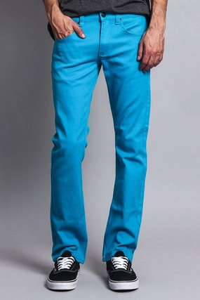 Smart Layering Men's Slim Fit Colored Jeans (Turquoise)