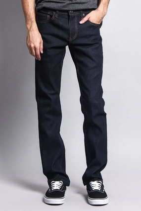 Men's Slim Fit Raw Denim Jeans (Indigo/Timber) SeamlessPocketDesign