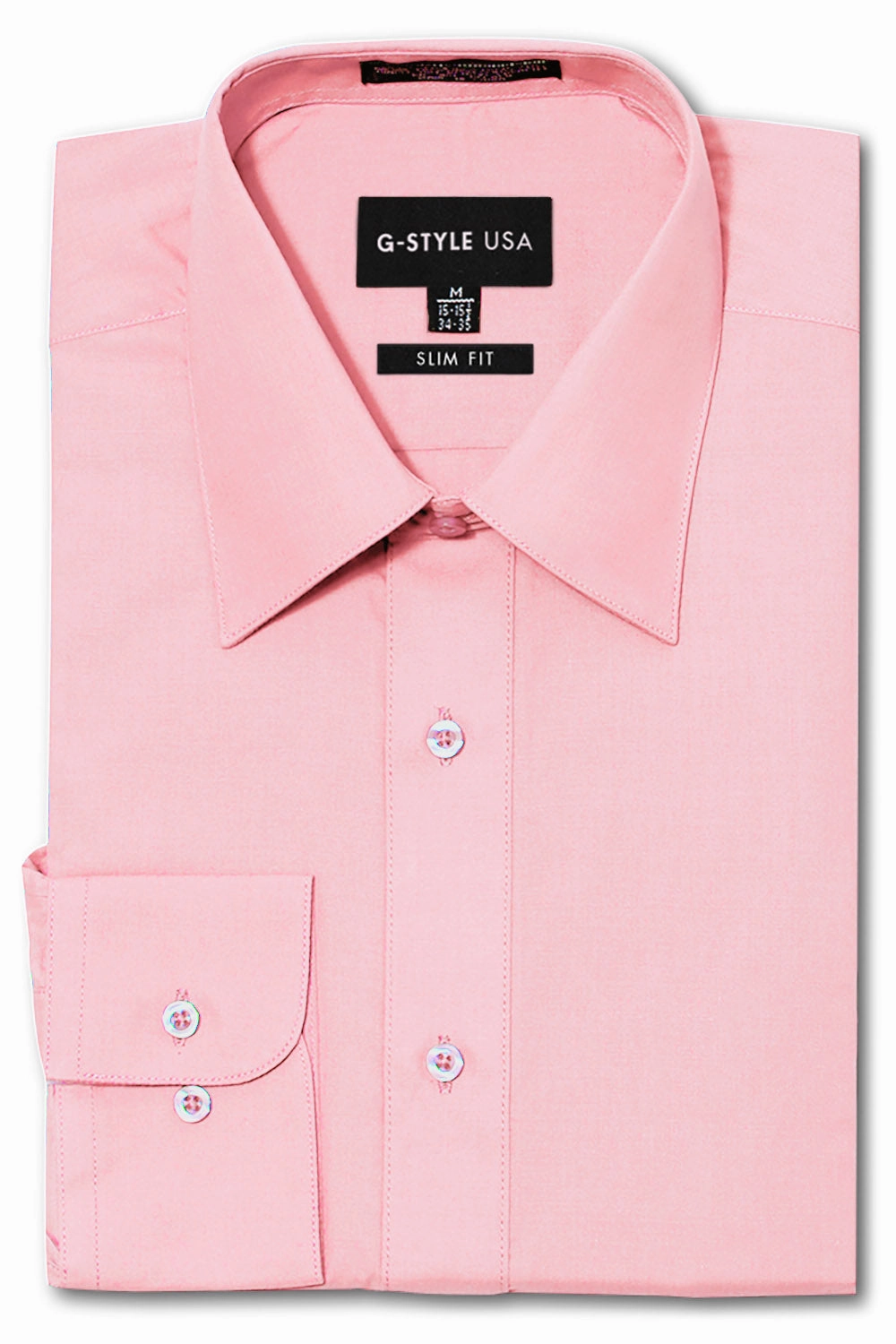 Men's Slim Fit Solid Color Dress Shirt (Pink) Stain Repellent Coating Tencel Lyocell Fiber