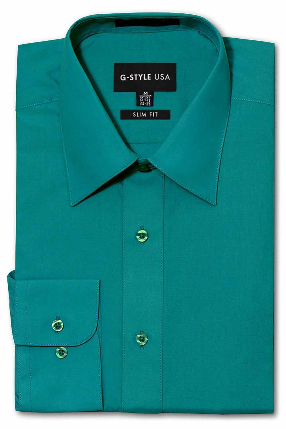 Ethically Sourced Material RaglanSleeve Men's Slim Fit Solid Color Dress Shirt (Teal)