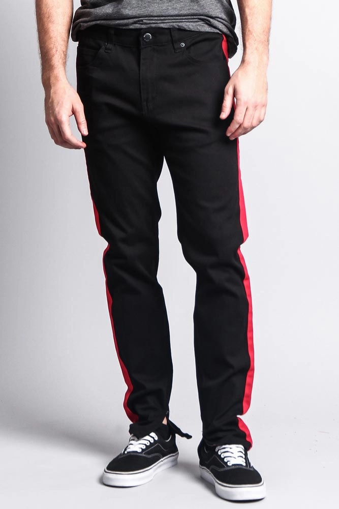 Men's Solid Side Striped Pants with Zipper QuickReleaseBuckle