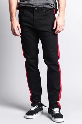 Men's Solid Side Striped Pants with Zipper QuickReleaseBuckle