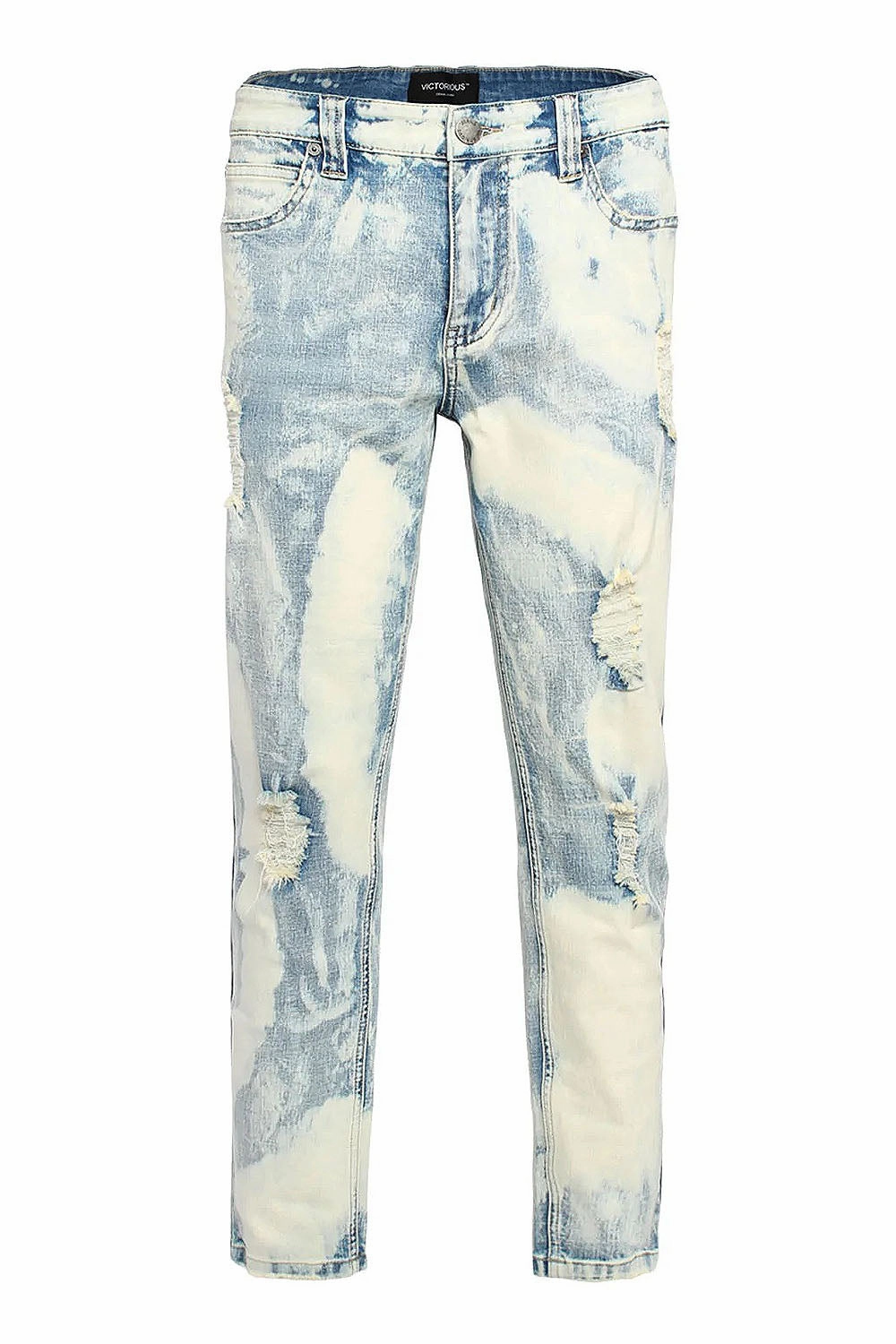 Men's Splatter Bleached Distressed Denim Jeans Comfortable Design