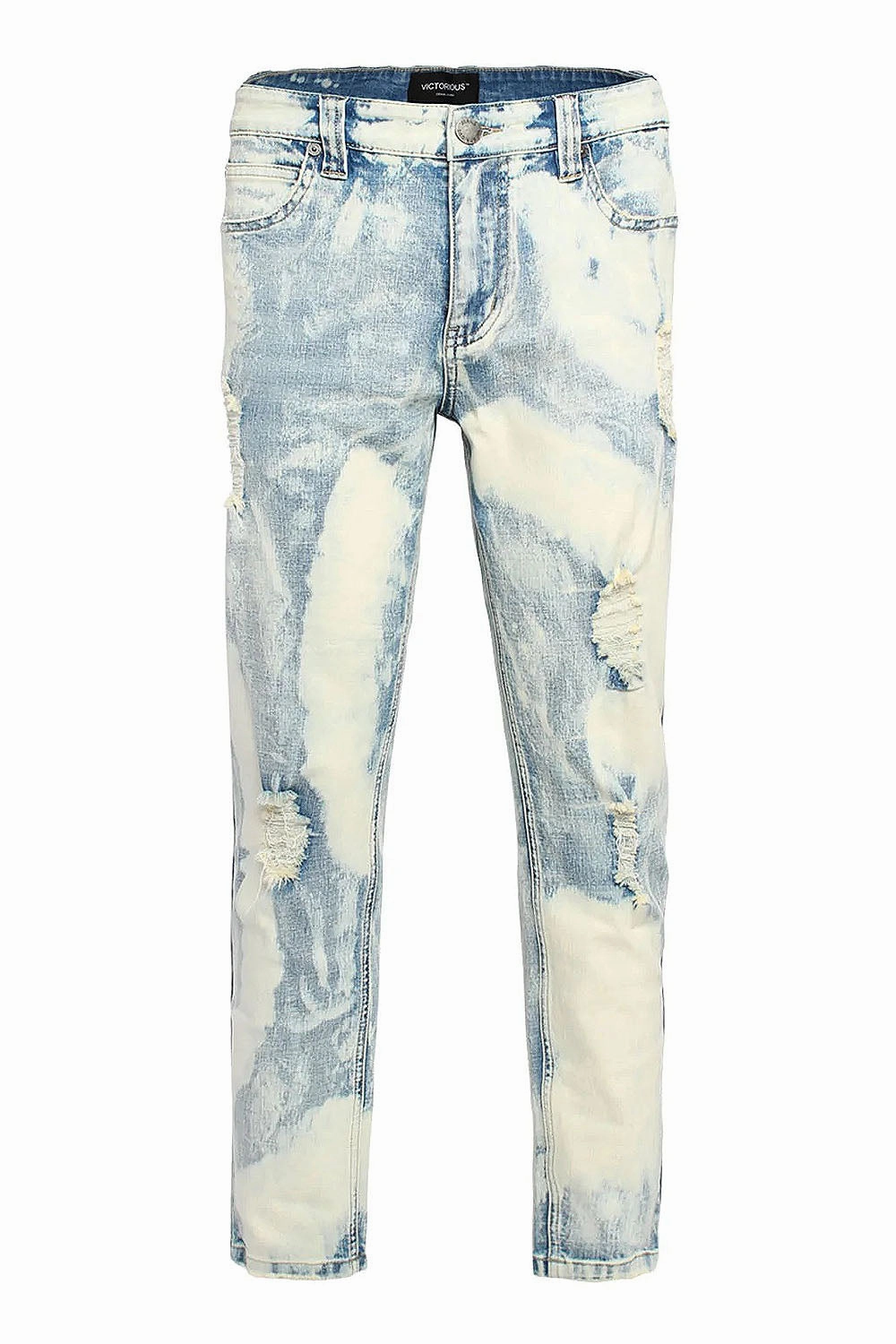 NonBindingWaistline Fashionable Waist Men's Splatter Bleached Distressed Denim Jeans