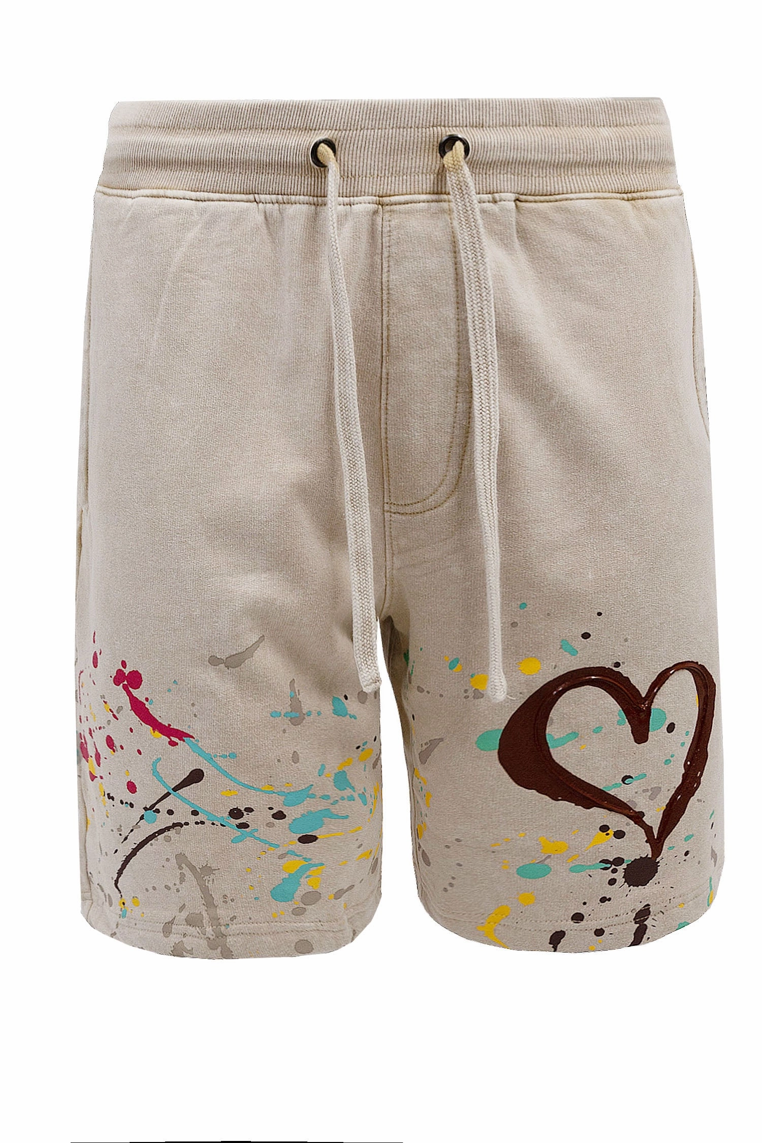 Timeless Appeal Men's Truly Yours Paint Splatter Graphic Fleece Shorts