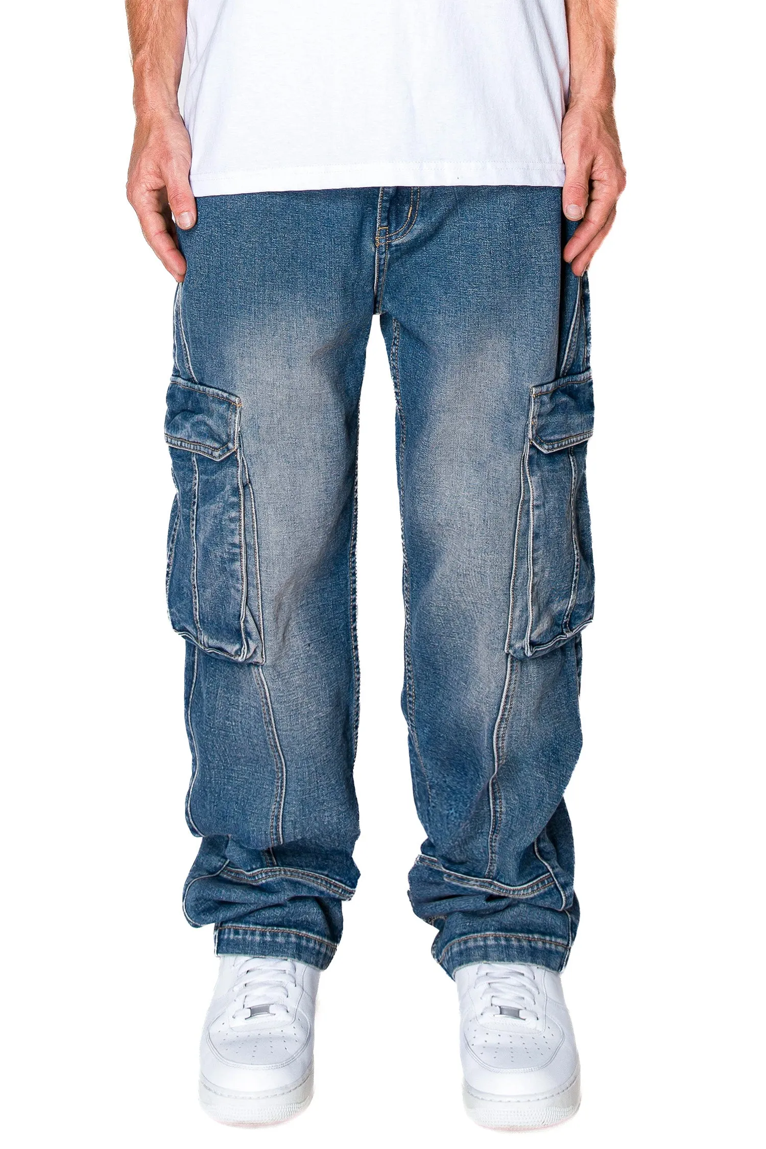 TemperatureRegulation Men's Baggy Fit Cargo Denim Jeans