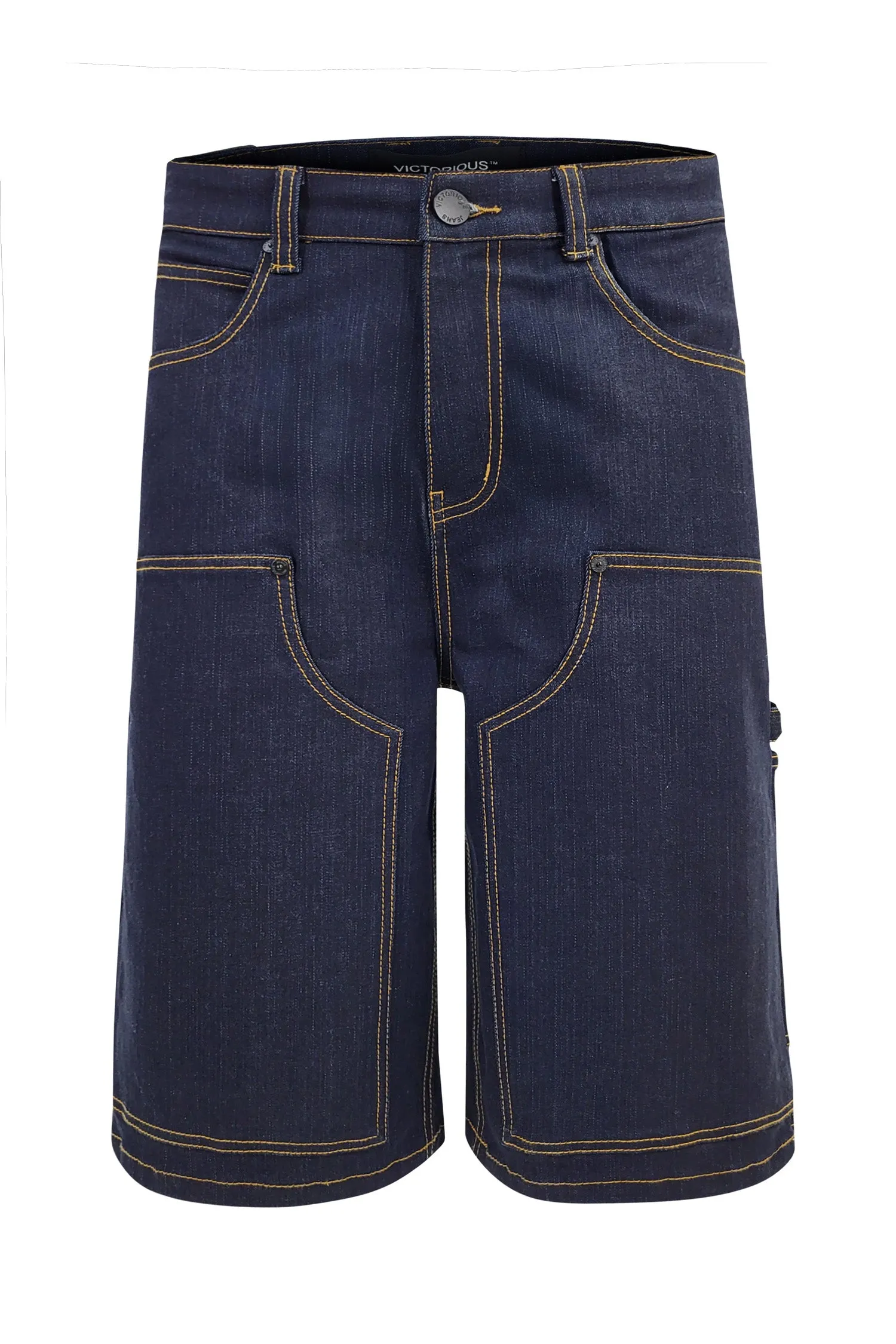 Stay Dry Sleek Waist Men's Baggy Fit Carpenter Raw Denim Shorts