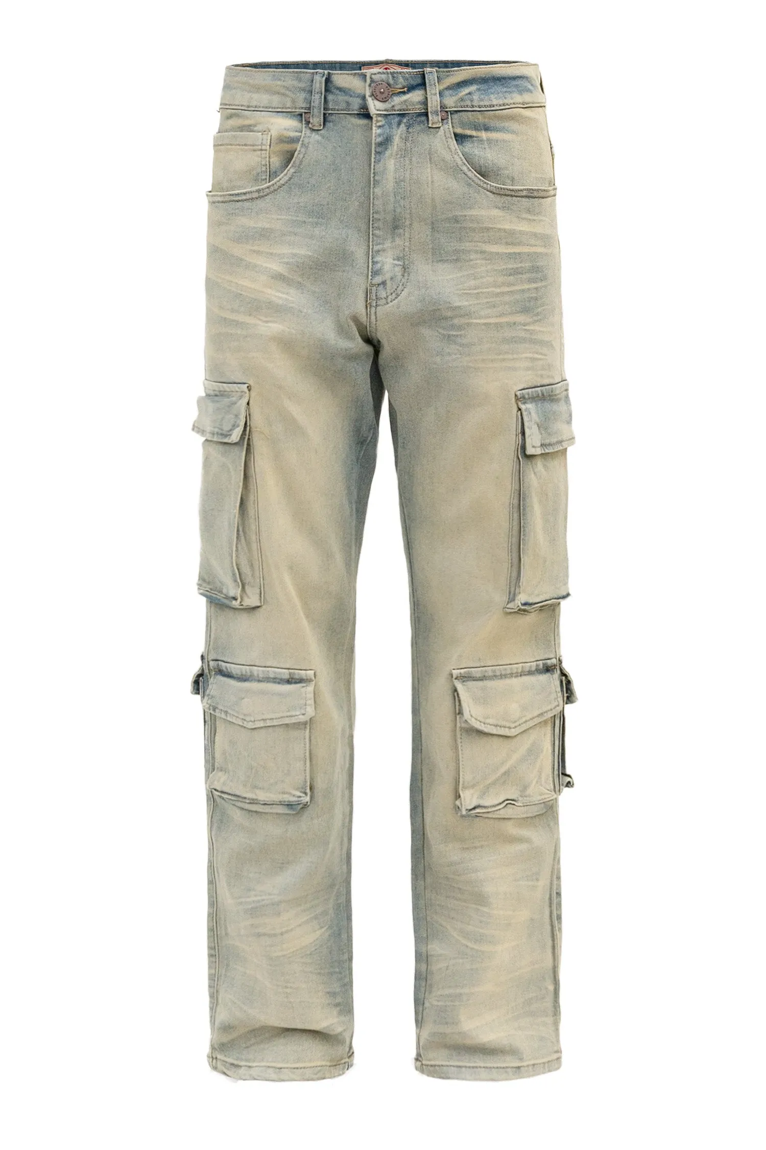 Simple Utility Men's Relaxed Fit Washed Utility Cargo Pants
