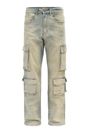 Anti Static Fabric Cozy Casual Men's Relaxed Fit Washed Utility Cargo Pants