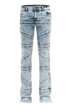 Multipurpose Design Tear Resistant Weave Men's Stacked Crossover Denim Jeans