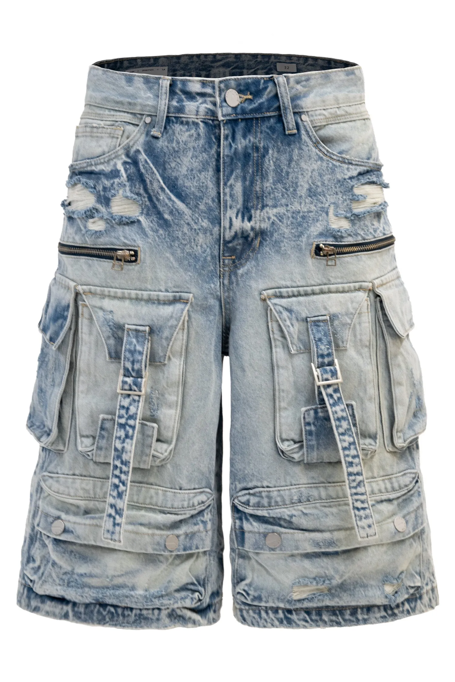 Men's Utility Acid Washed Baggy Cargo Denim Shorts Ultimate Comfort