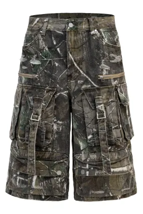 Performance Layer anti slip grip Men's Utility Forest Camo Print Baggy Cargo Shorts