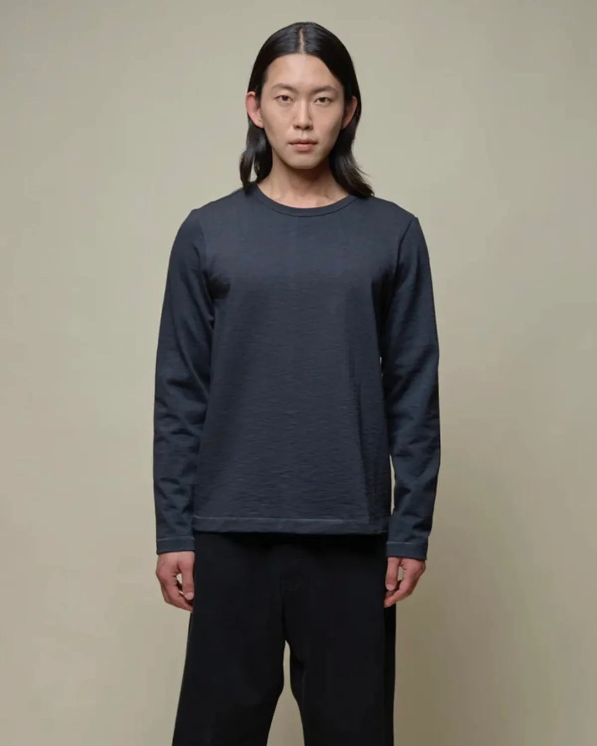 MERZ B. SCHWANEN 2S18 HEAVY L/S T-SHIRT - CHARCOAL Layered Comfort